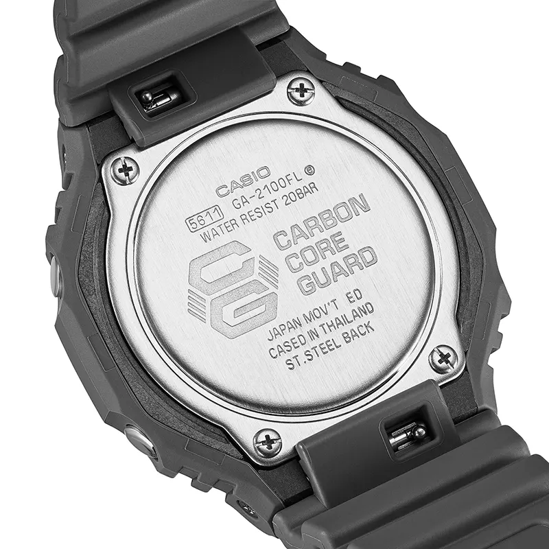 Casio G-Shock Fluorescent Layered Bezel Carbon Core Guard Men’s Watch- GA-2100FLS-8A4